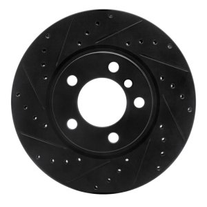 Mini Cooper Paceman Brake Rotor (1) - Front Left - R1 Concepts - Drilled & Slotted - Black - `11-`16